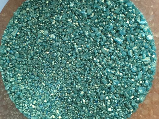 Blue and gold foaming bath salts